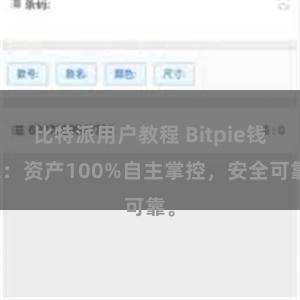 比特派用户教程 Bitpie钱包：资产100%自主掌控，安全可靠。